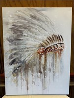Native American Head Dress Canvas 17.5”x23”