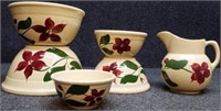 Watt Pottery Starflower Nesting Bowls & Pitcher