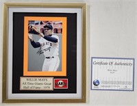 Signed Willie Mays Photo With COA