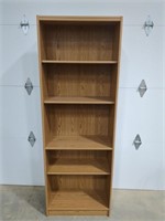 Wooden 5 shelf book shelf 25"w x 71"h x 12" d