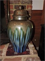 Vintage Ginger Jar with Drip Glaze Design
