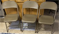 3 Folding Metal Chairs