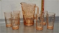 Pink glass beverage set