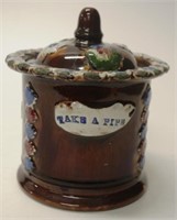 Antique Measham Majolica tobacco jar