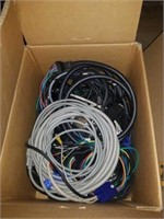 Three boxes of used cables power connects stereo