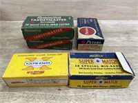 BOX OF VINTAGE BOXED BOXES WITH BRASS CASINGS
