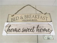 2 Home Decor Signs - Bed & Breakfast & Home