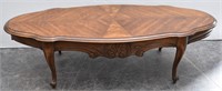 Vintage Oval Carved Marquetry Coffee Table