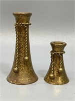 2 Solid Brass Rope Tie Candlestick Holders