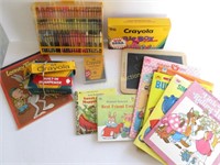 Box Of Crayons And Coloring Books