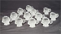 12 frosted glass fish cups