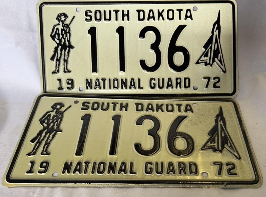 Pair 1972 South Dakota National Guard License