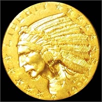 1909-D $5 Gold Half Eagle NEARLY UNC