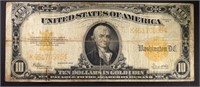 1922 $10.00 GOLD CERTIFICATE VG