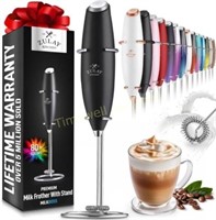 Zulay Milk Frother Handheld Foam Maker (Black)