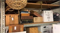 Shelf lot of jewelry boxes and baskets