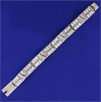 Brush Finished Heavy CZ Bracelet in 14K White Gold