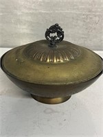 Vintage Brass Round Ornate Bowl w/ Lid India