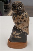 Hand Crafted Owl Carving in Horn