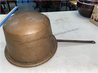 Hammered solid copper pot with steel handle. 10”