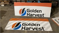 Two approx. 6 foot golden harvest signs