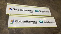 Two approx. 6 foot golden harvest signs