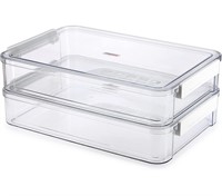 2 Pack Clear Plastic Stackable Storage Box