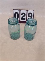 2 vintage Blue ball jars.