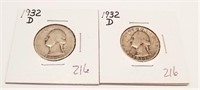 (2) 1932-D Quarters AG