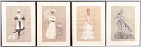 4 Virginia Fisher Fashion Sketches Lithographs