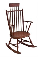 SALMON RED PAINTED COMB BACK WINDSOR ROCKER