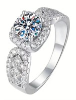 1 Carat 925 Silver18kt gold plated Moissanite Ring