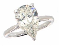 14k Gold 4.03 ct Pear  VS2 Lab Diamond Ring