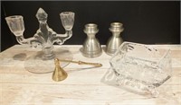 CANDELABRA, CANDLE HOLDERS, SNUFFER