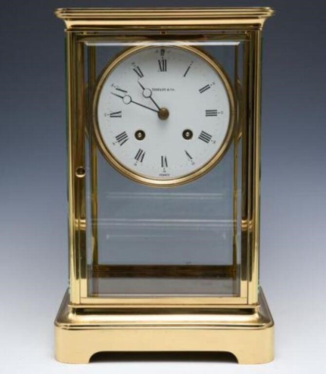 Tiffany & Co Brass Mantel Clock, Made in France.