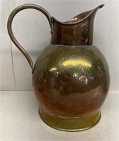 Copper and brass pitcher