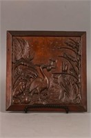Early Hand Carved Wooden Plaque by Unknown