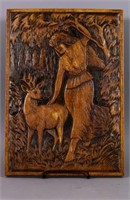 Hand Carved Wooden Plaque by Kobolo. V. , Relief
