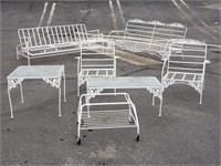 Vintage metal patio set - glider, bench, 2