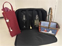 Christmas wine glass case with bottle holder and