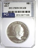 1990-P S$1 Eisenhower PR70 DCAM LISTS $150