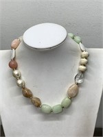 SIGNED LOFT BEAD & NATURAL STONE NECKLACE