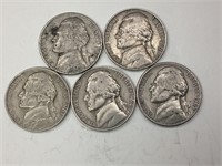 1960, 2-1963, 1964, & 1965 US Nickels