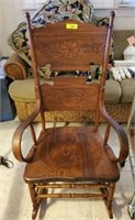 PRESS BACK OAK ROCKING CHAIR