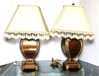 Pair Metal Table Lamps & Tassel