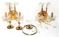 Pair Electric Wall Sconces Crystal Prisms