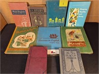 9 vintage school books