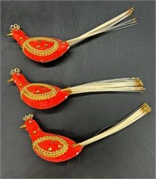 3 Vintage Japan Bird Ornaments