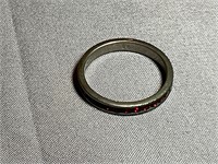 .925 SILVER RED STONE RING