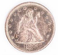 Coin 1875-S Seated Twenty Cents Choice Fine+